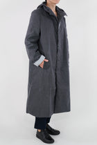 waxed hooded coat grey