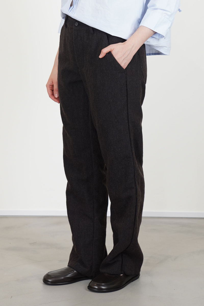 woolen andrew pants brown navy
