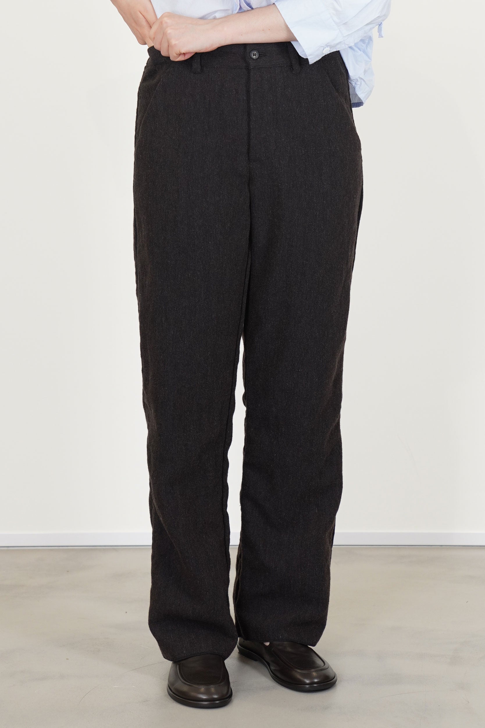 woolen andrew pants brown navy