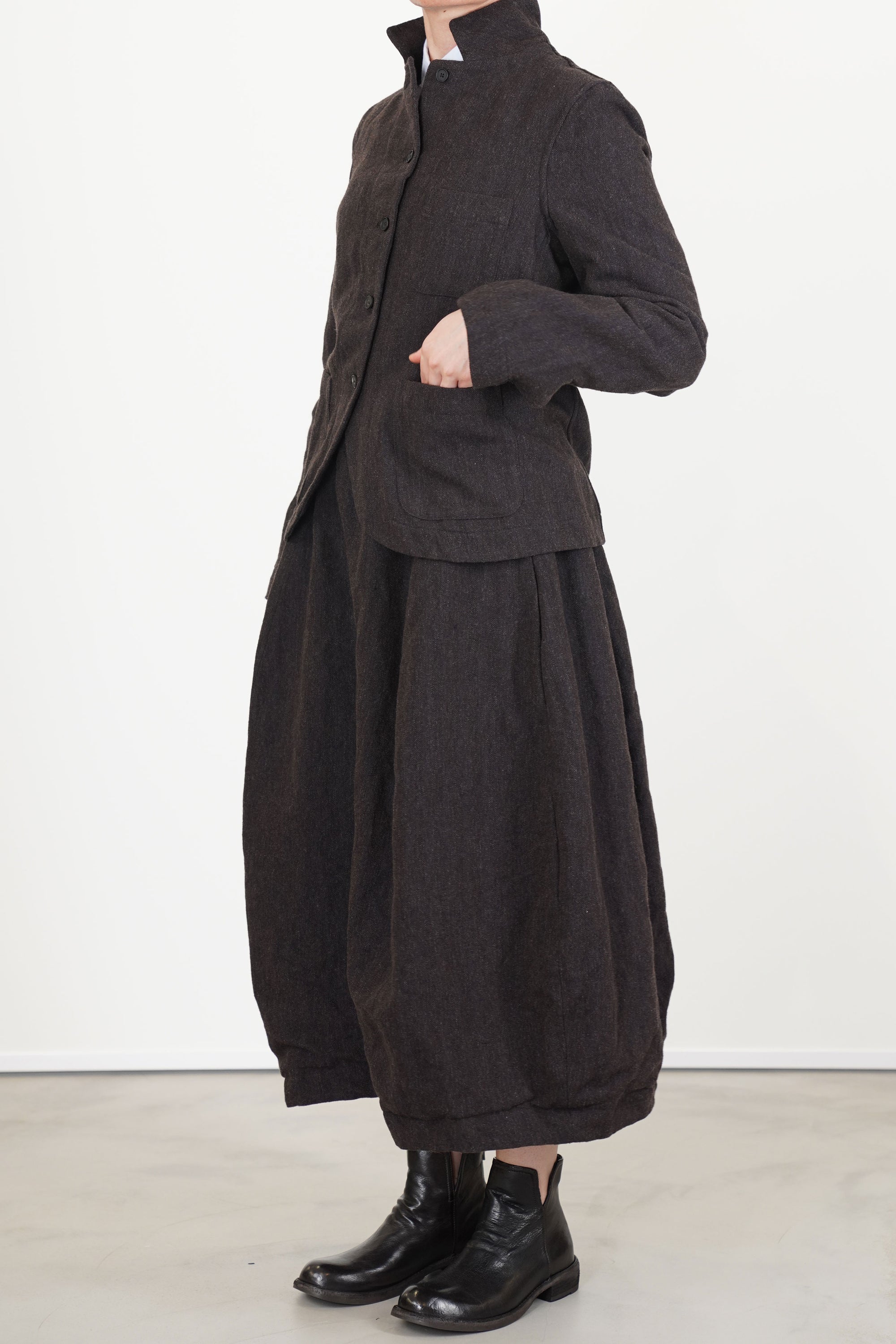 woolen caryl jacket brown navy