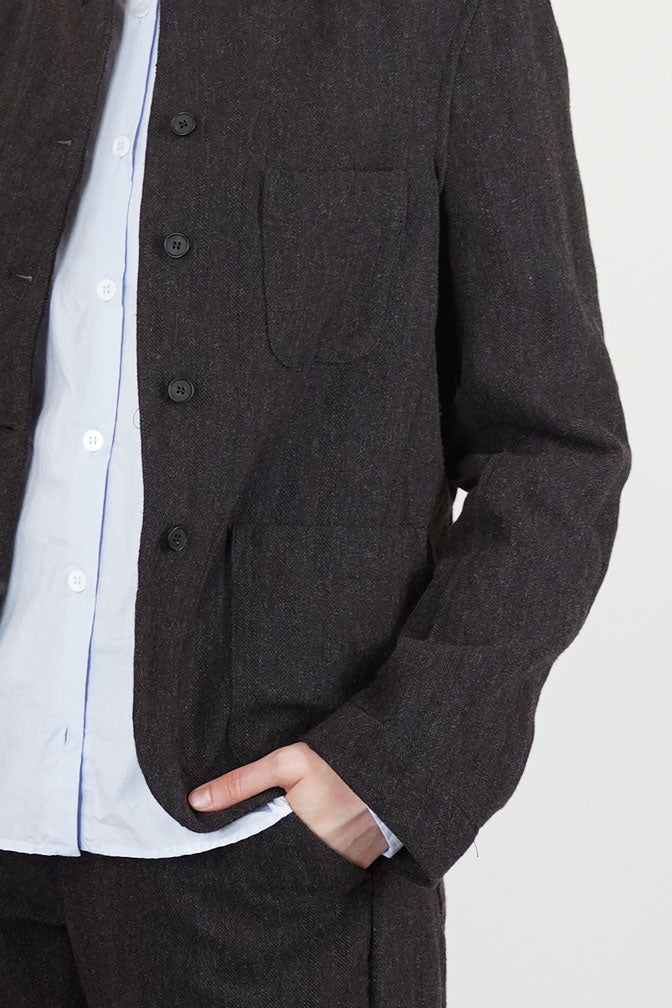 woolen caryl jacket brown navy