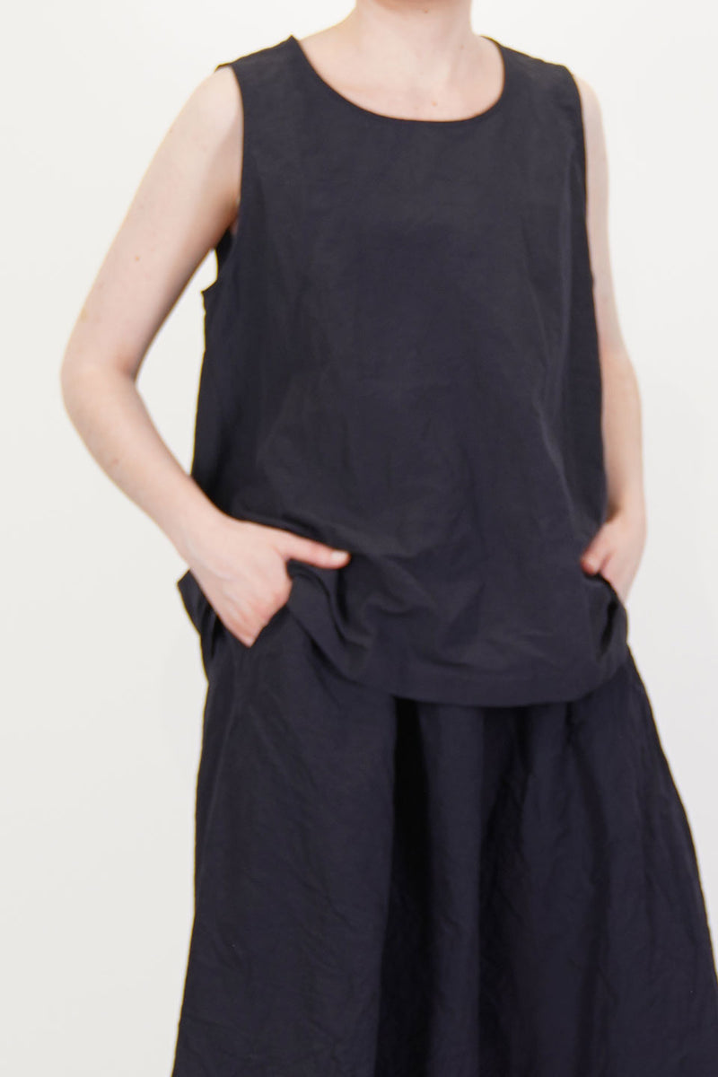 zoe top cotton linen black