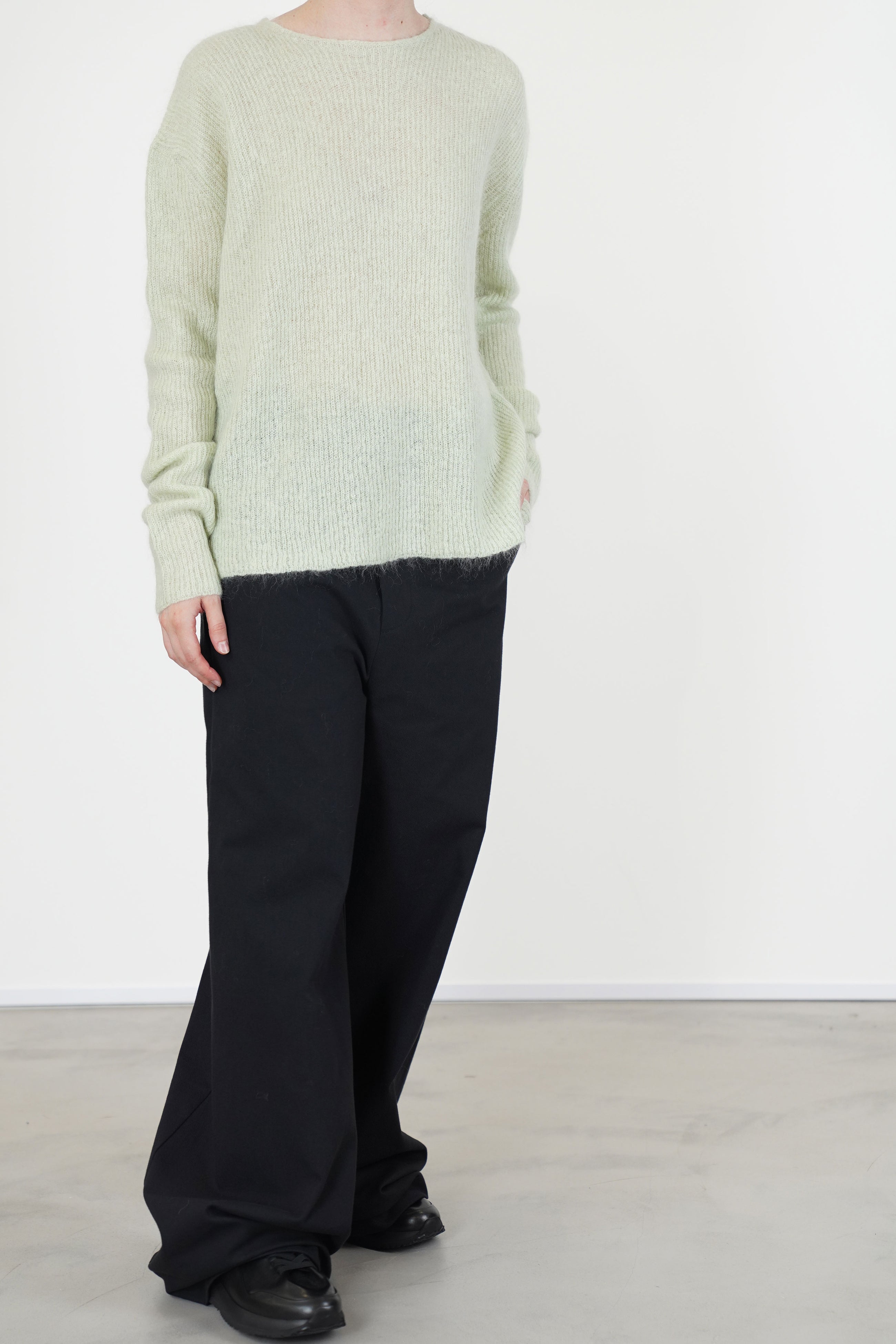 crewneck woolen sweater light green