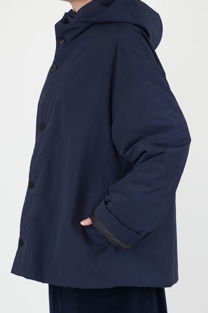 hooded short parka navy
