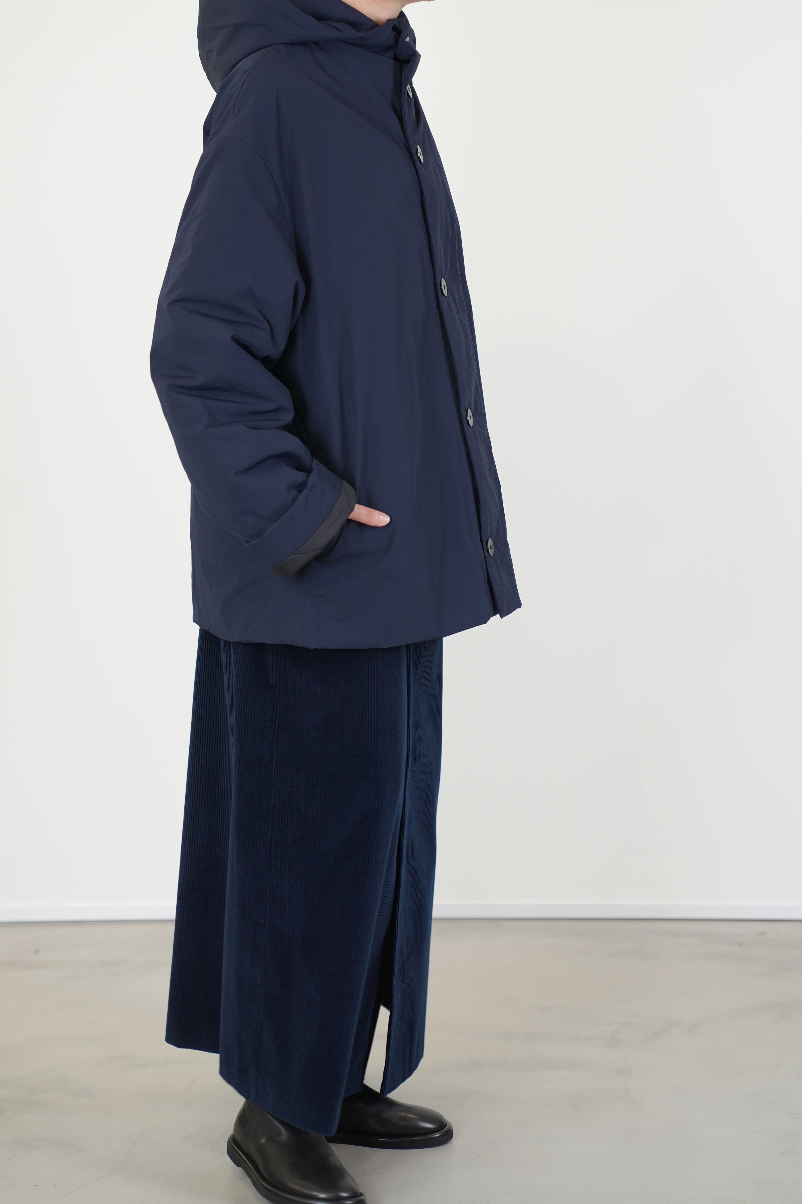 hooded short parka navy