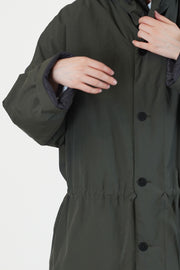 long hooded parka green