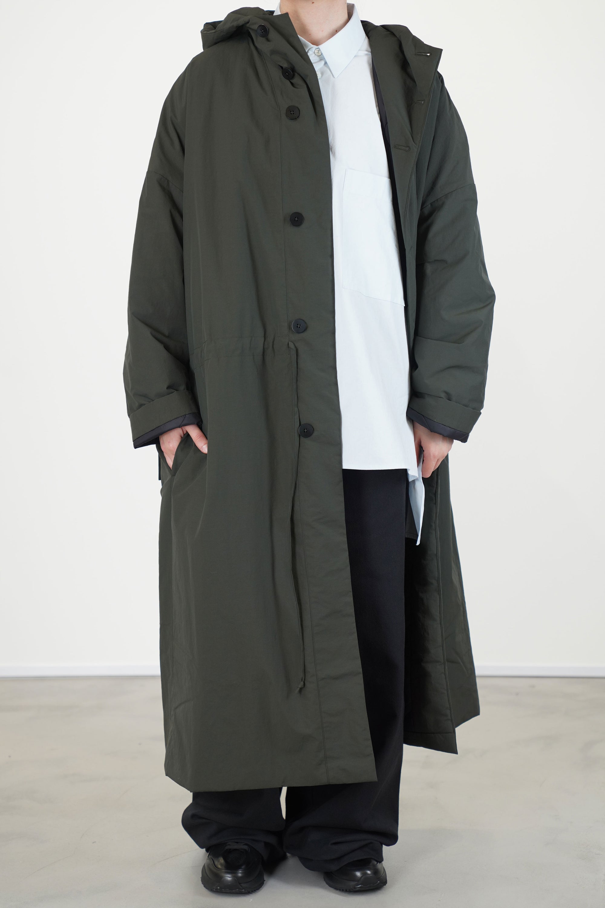 long hooded parka green