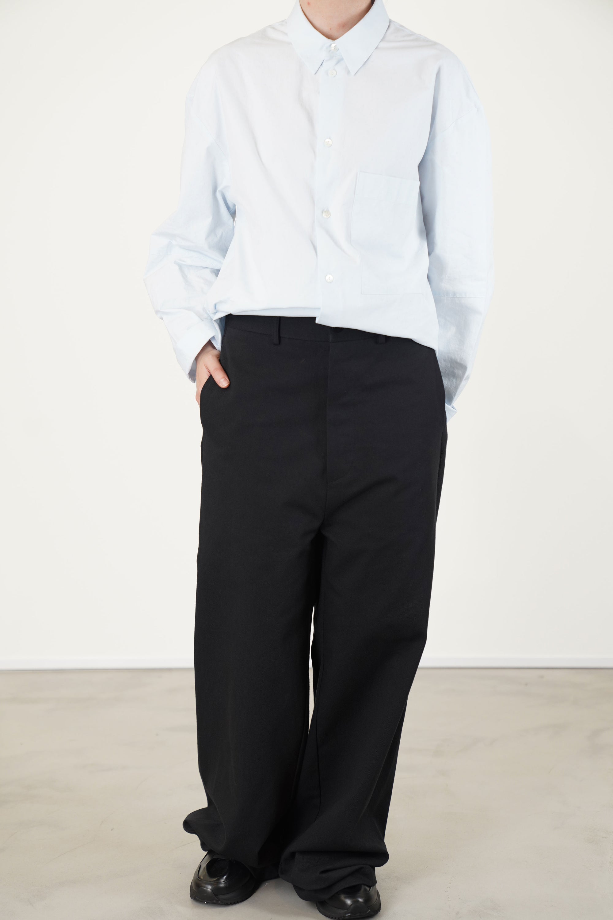 wide leg long pants black