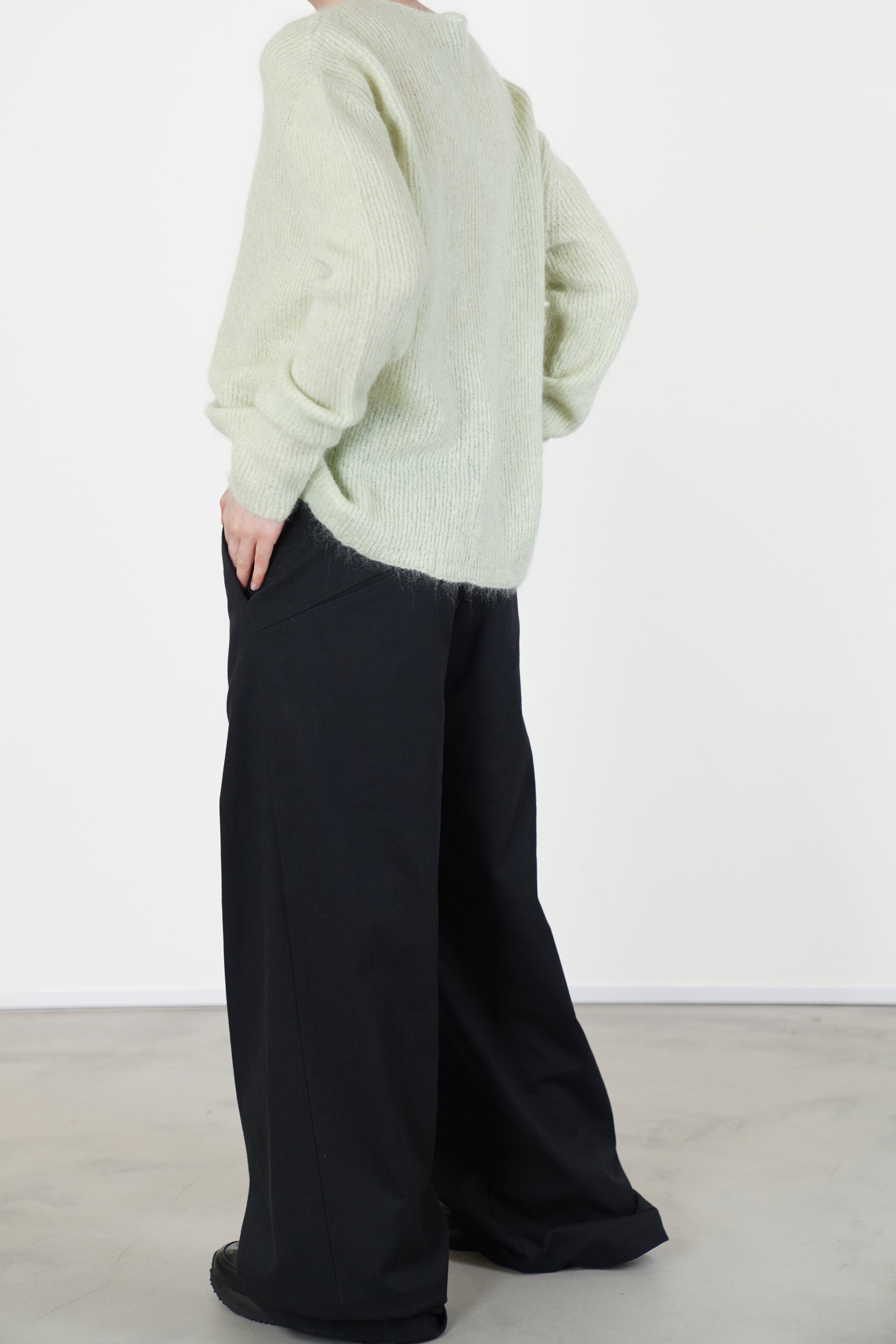 wide leg long pants black