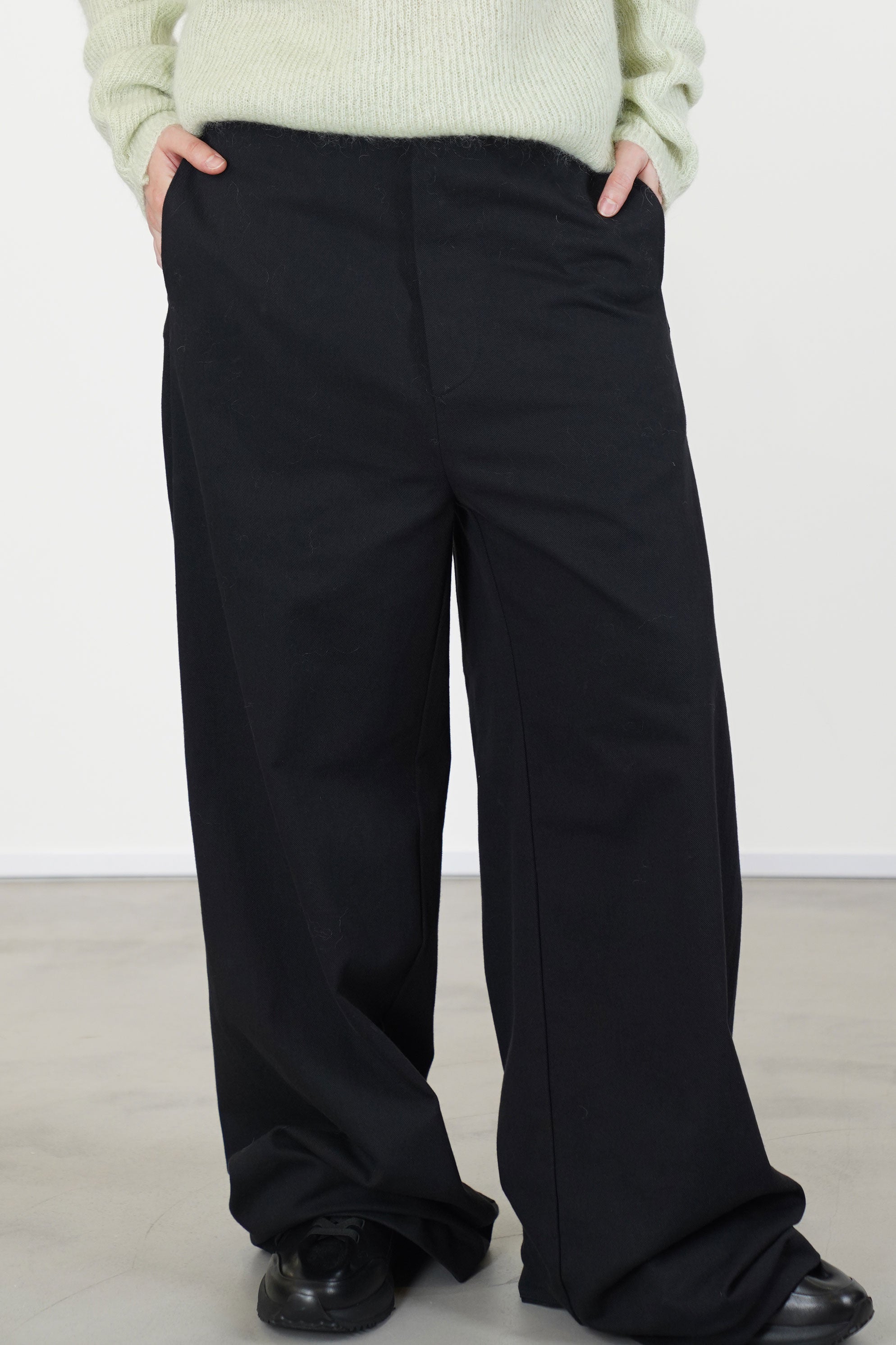 wide leg long pants black