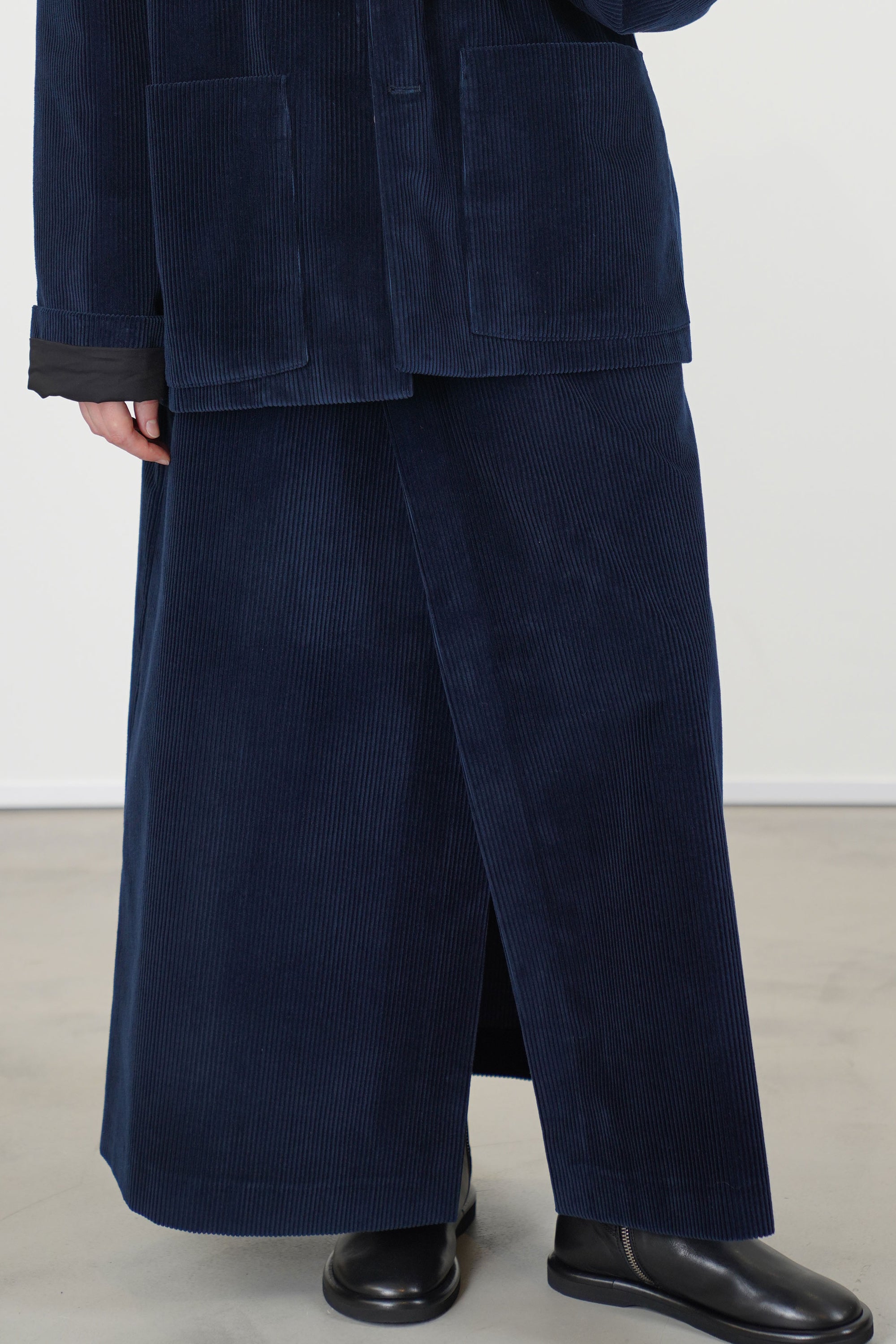 wrap skirt corduroy blue