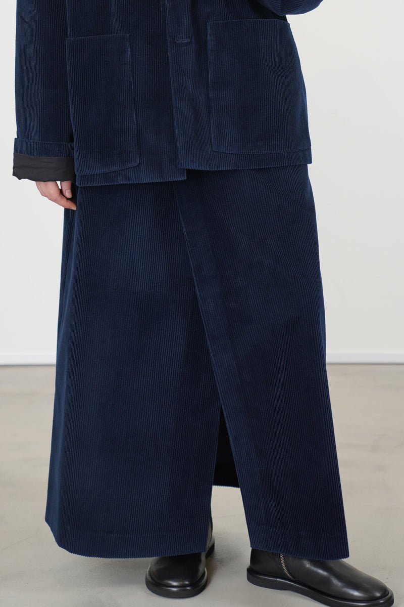 wrap skirt corduroy blue
