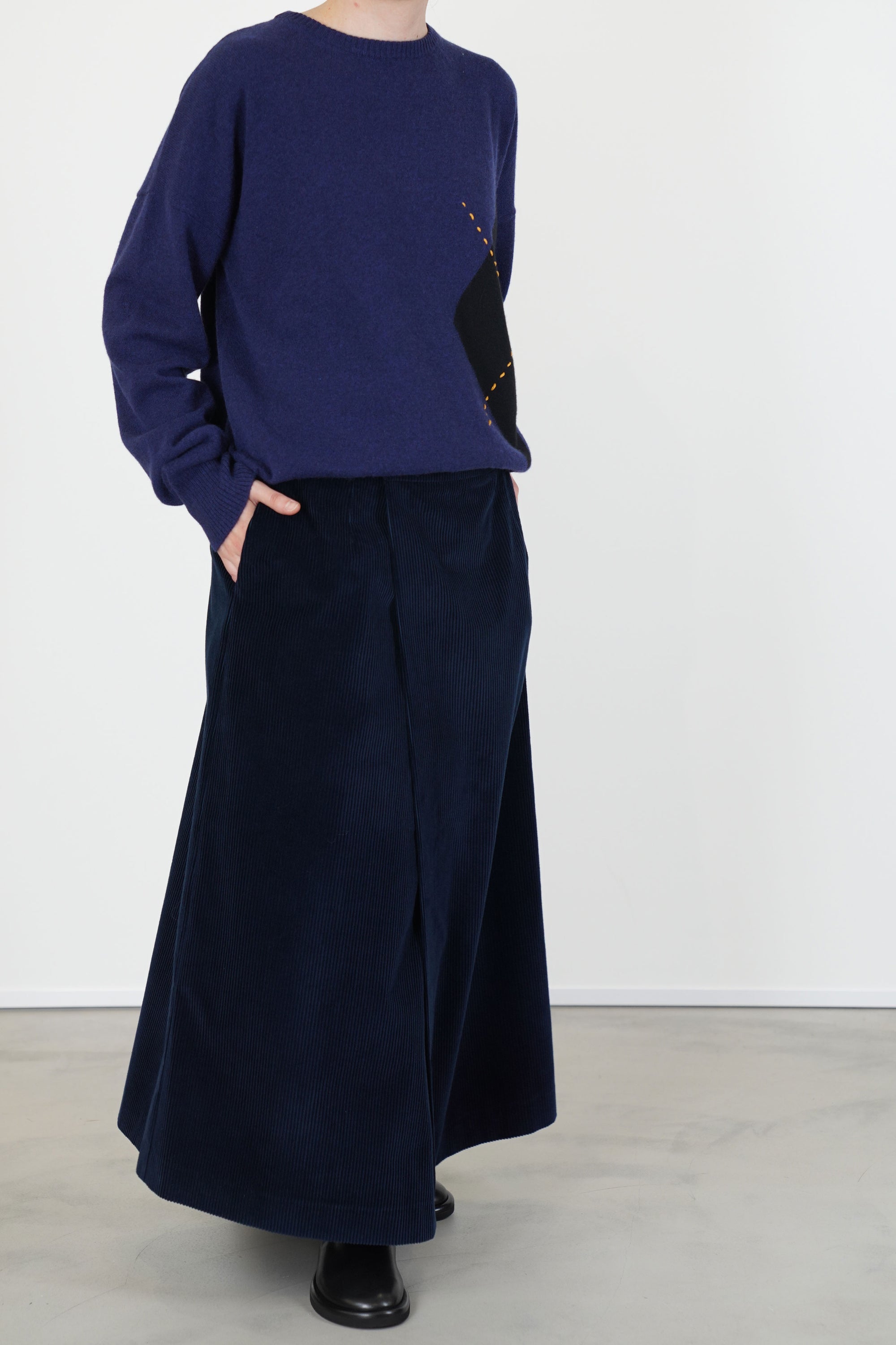wrap skirt corduroy blue