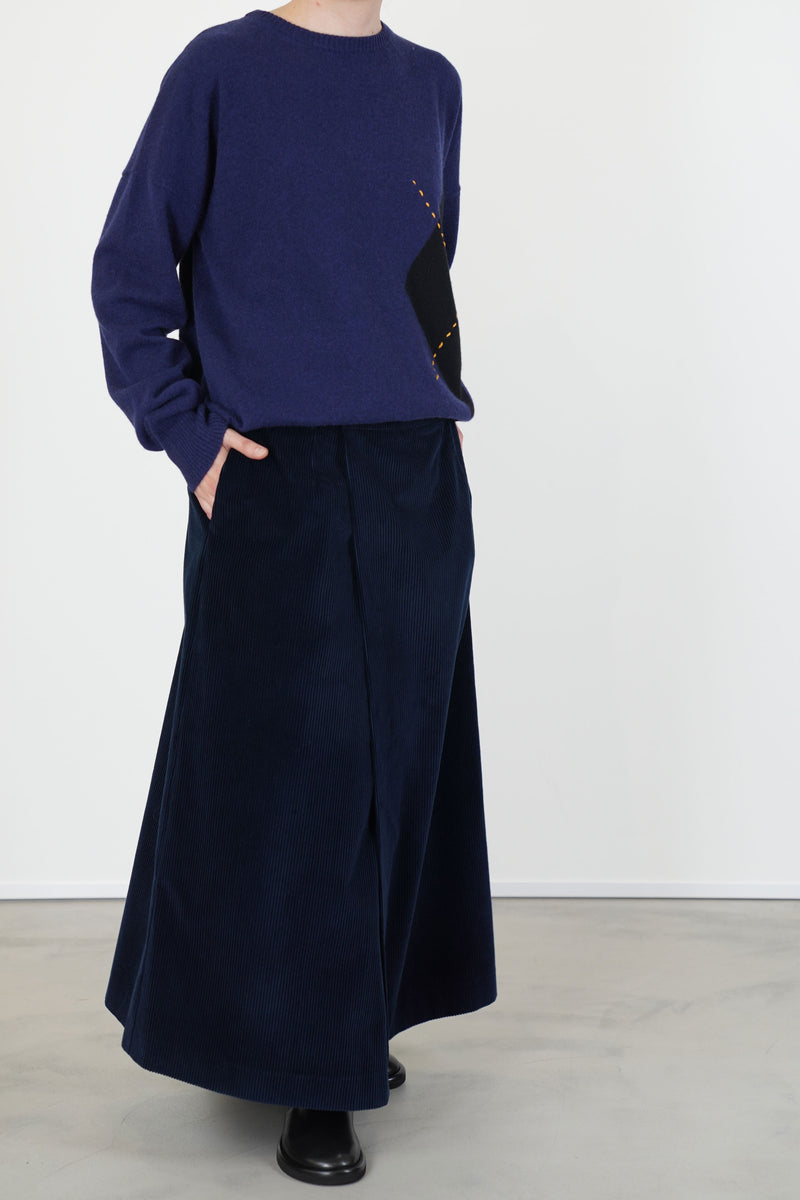 wrap skirt corduroy blue