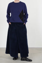 wrap skirt corduroy blue