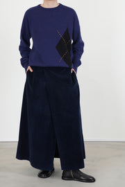 wrap skirt corduroy blue