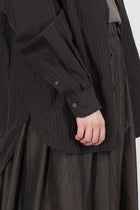 band collar shirt dobby stripe brown