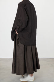 band collar shirt dobby stripe brown