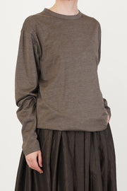 crew neck t-shirt silk cotton jersey dark khaki