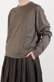 crew neck t-shirt silk cotton jersey dark khaki