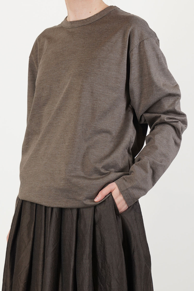 crew neck t-shirt silk cotton jersey dark khaki