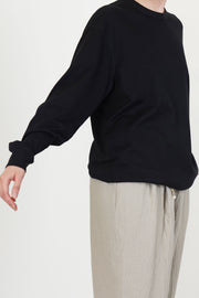crew neck t-shirt silk suvin cotton black