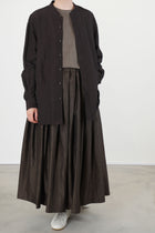 band collar shirt dobby stripe brown