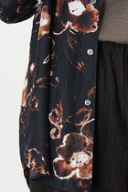 regular collar shirt silk cupro brown flower