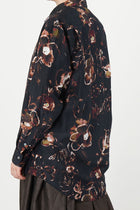 regular collar shirt silk cupro brown flower