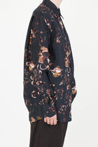 regular collar shirt silk cupro brown flower