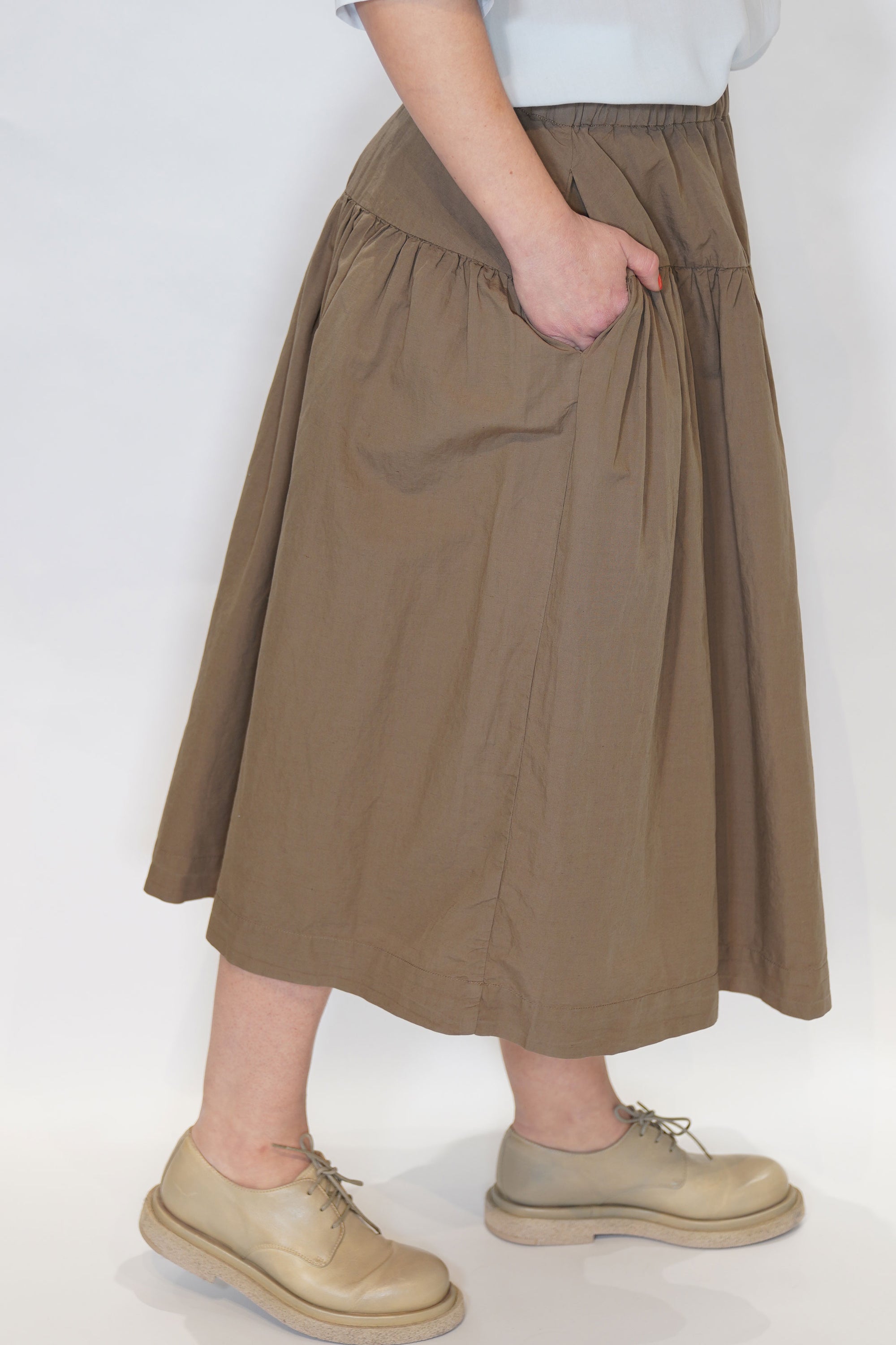 cotton linen up up skirt olive 24fj194