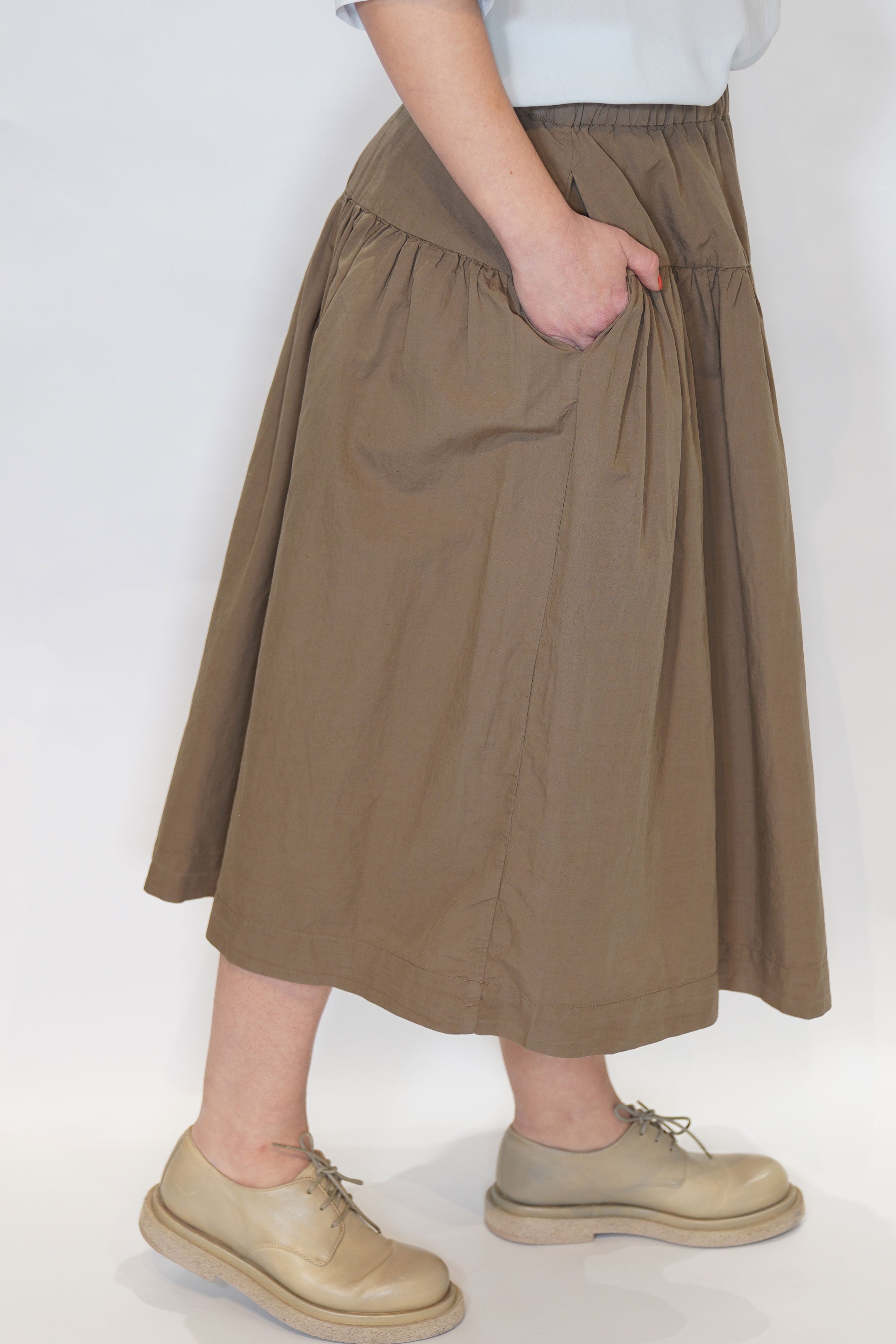 cotton linen up up skirt olive 24fj194