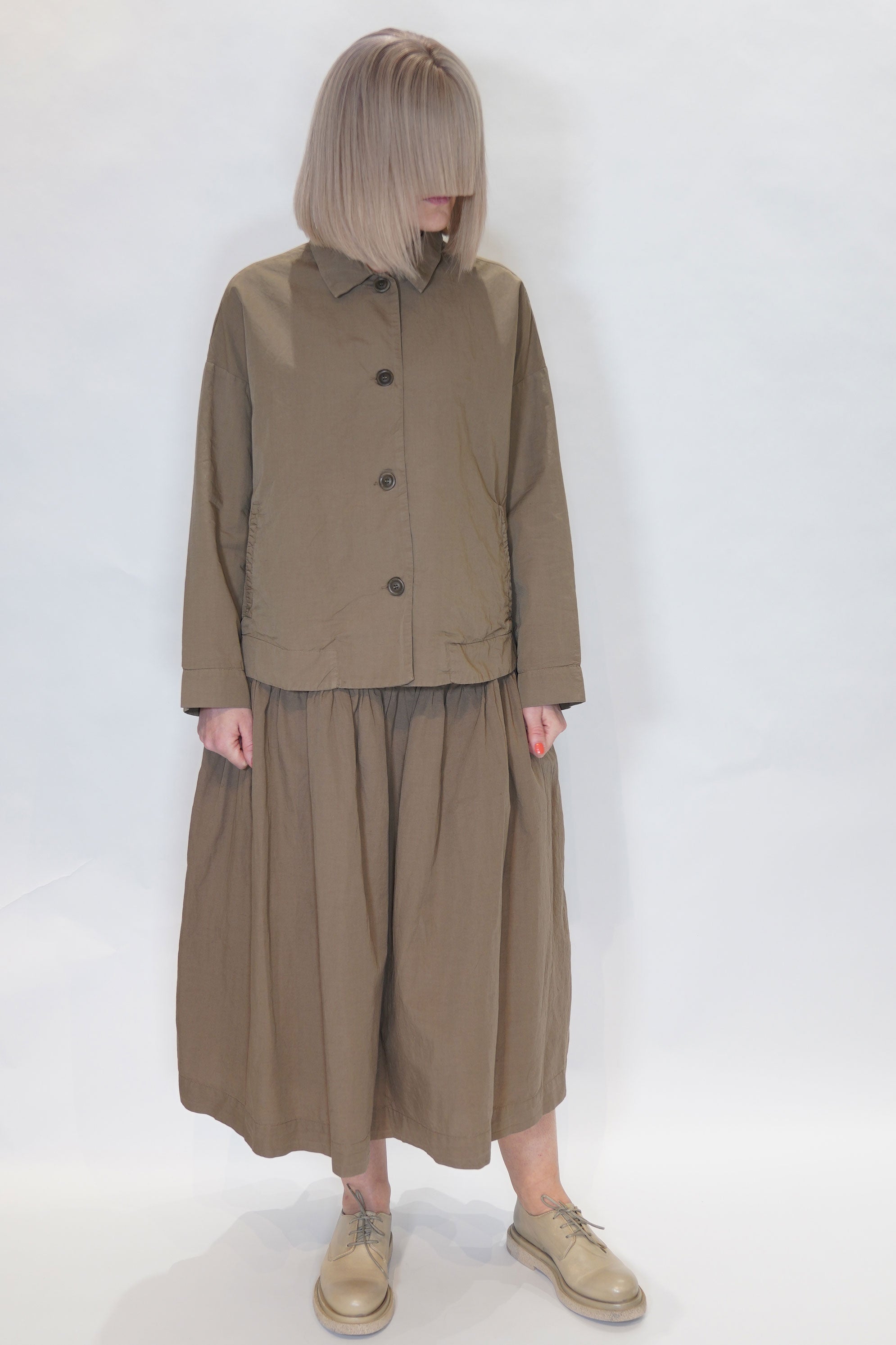 cotton linen up up skirt olive 24fj194