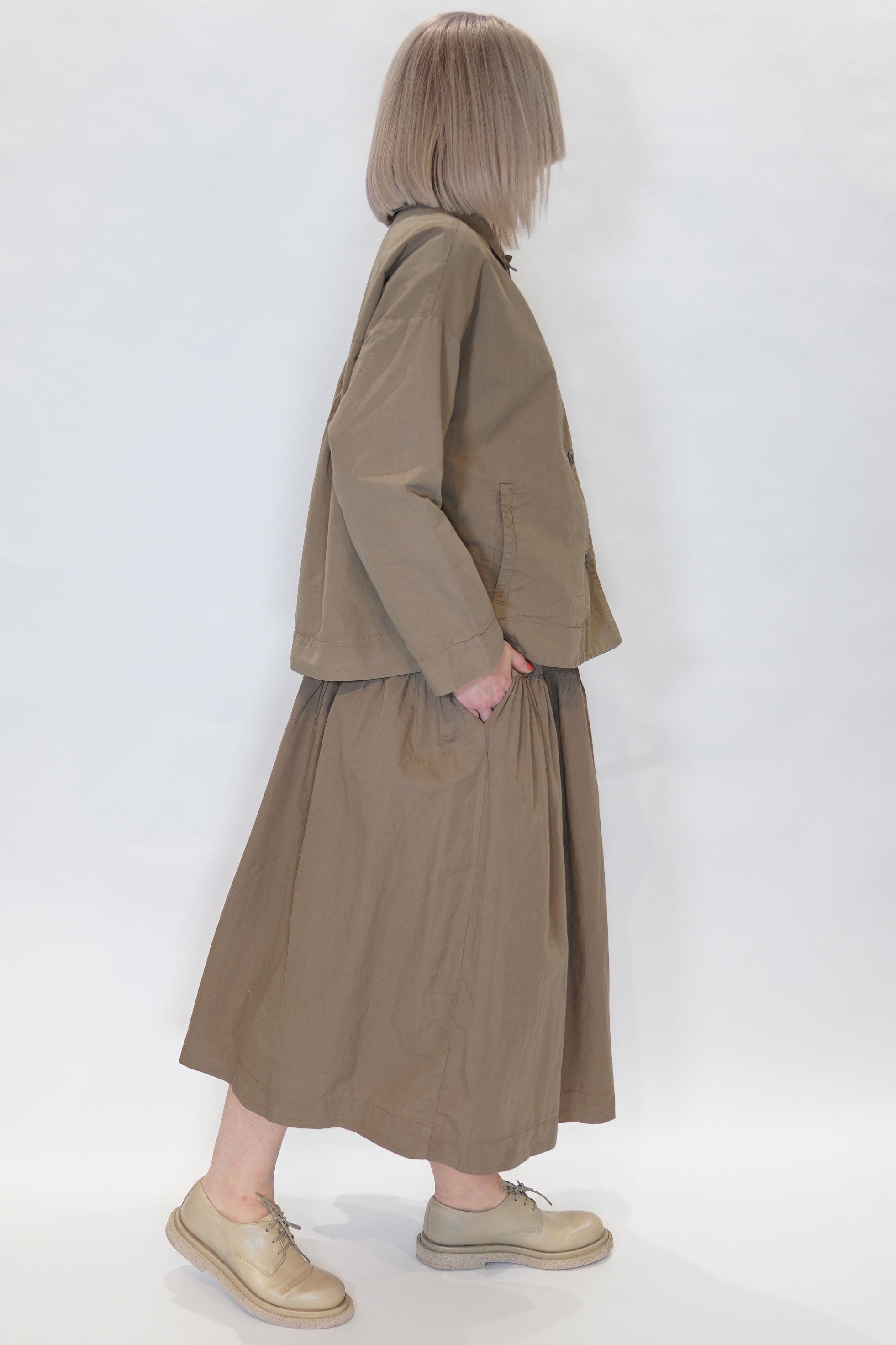cotton linen up up skirt olive 24fj194
