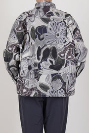 back view of casey casey manon shirt greys print, minimalist slow fashion design