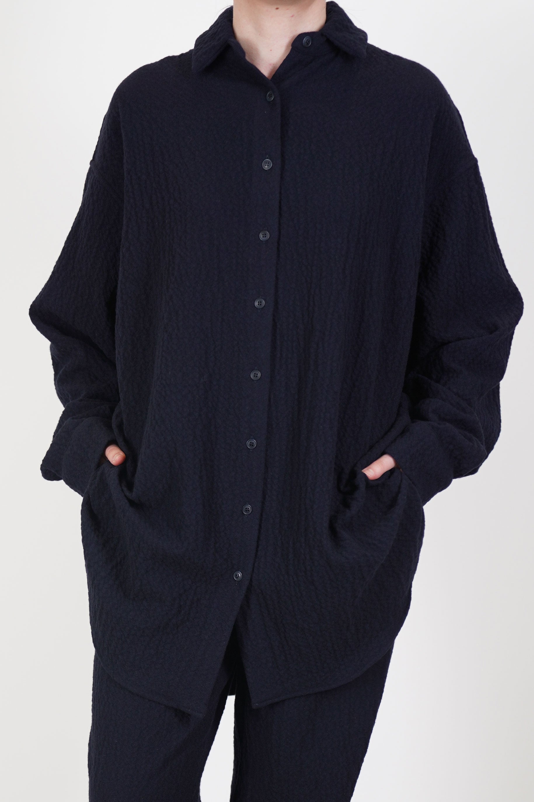 woolen tippy shirt navy 25fc414