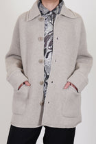 casey casey jacket rove light grey wool crafted in a superfine wool with a soft wash that offers a soft, lightweight, and breathable feel. 