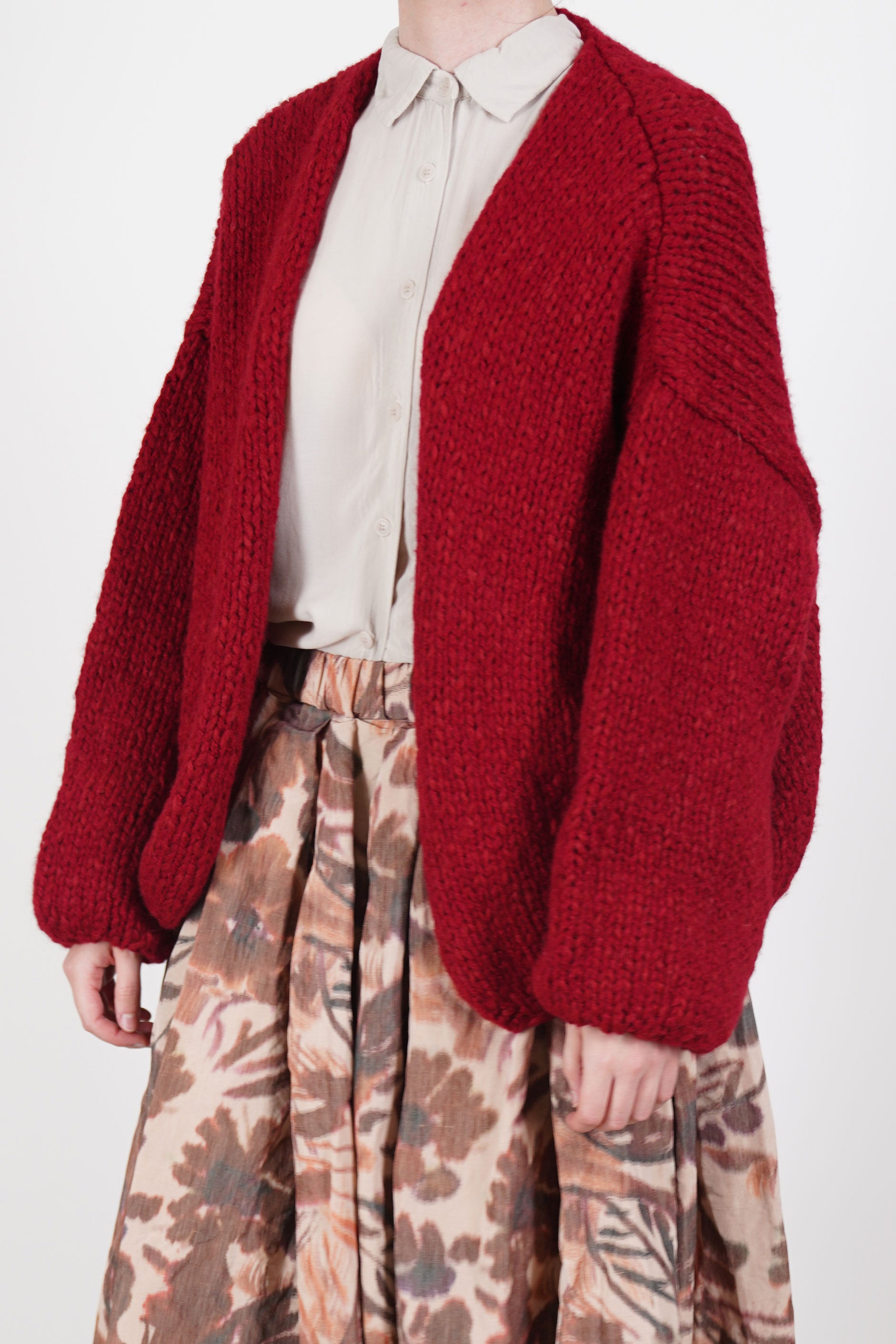 casey casey short cardigan woolen red 25fk029 | carrousel the store