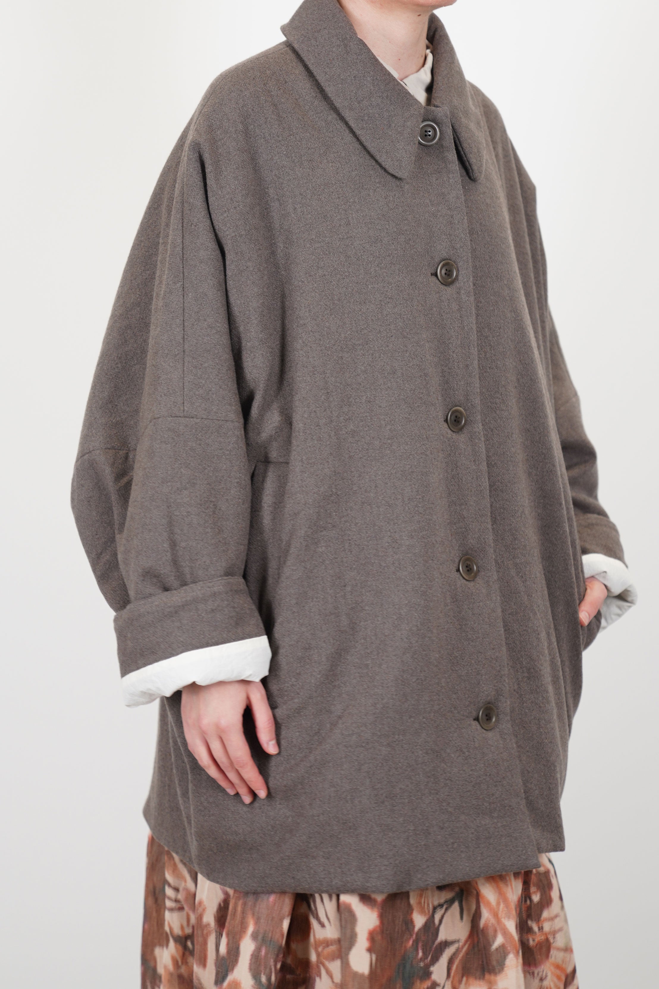 casey casey triangle coat wool cashmere oatmeal 25fm209