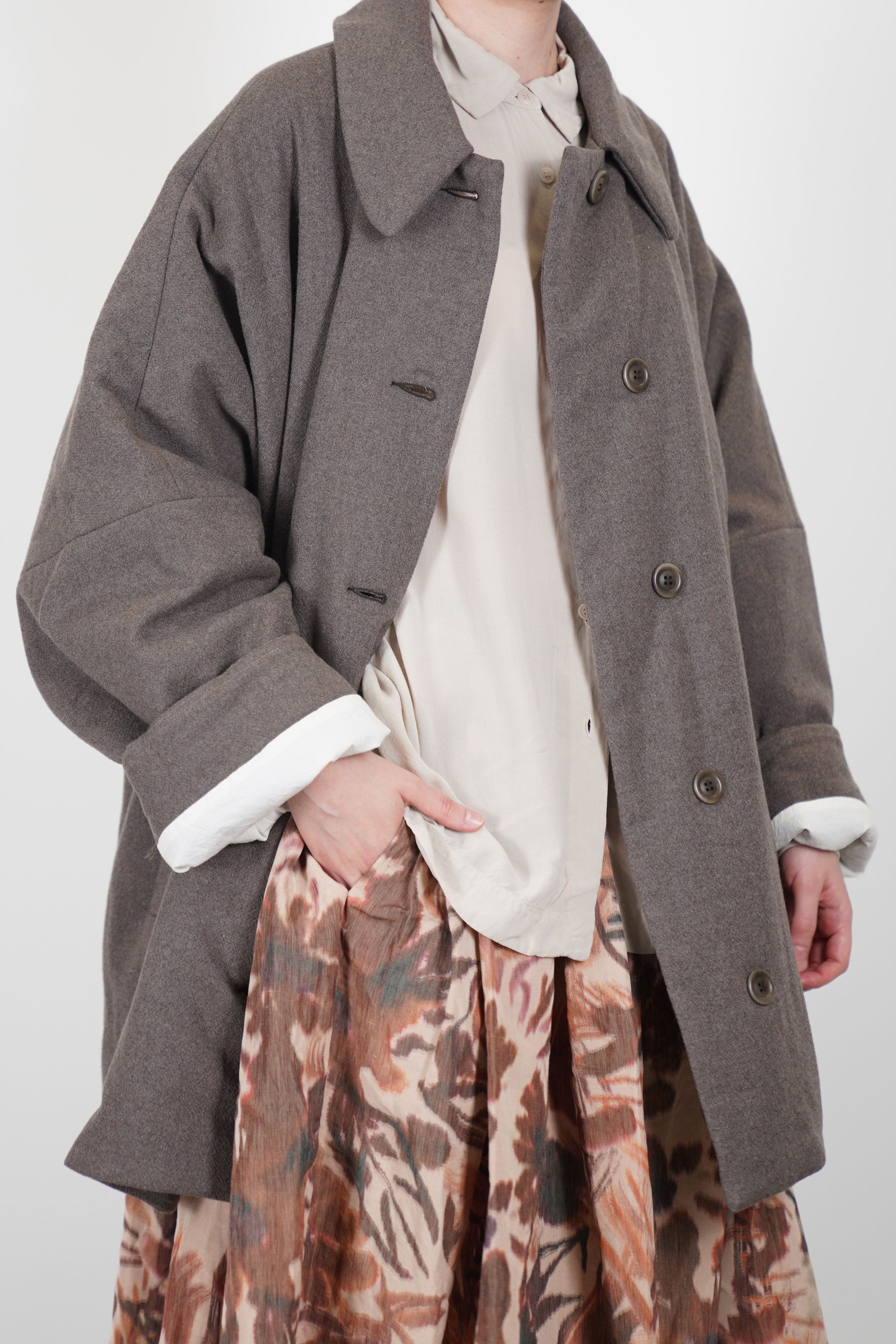 casey casey triangle coat wool cashmere oatmeal 25fm209