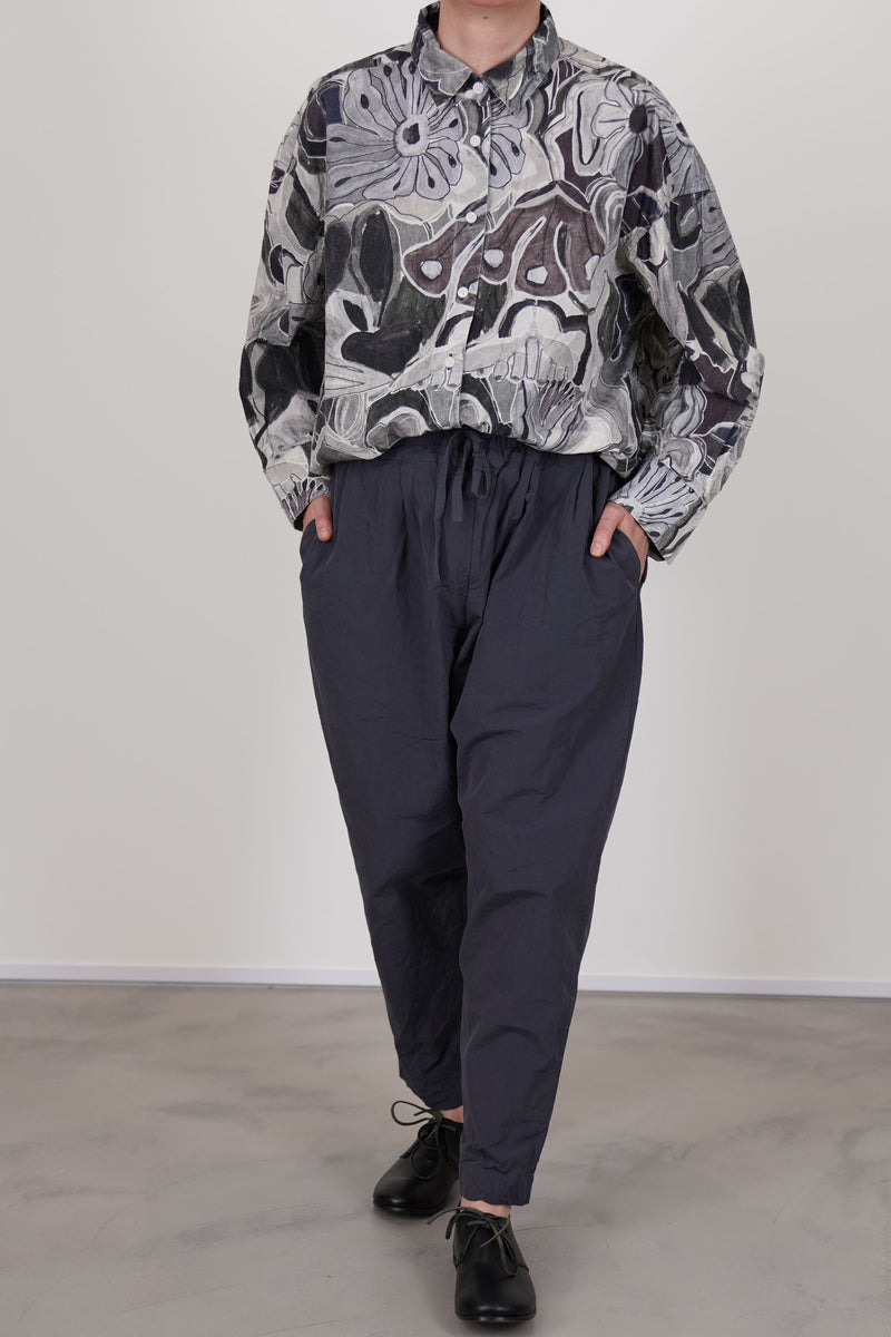 casey casey tippy pant blu skull worn with manon shirt grey print