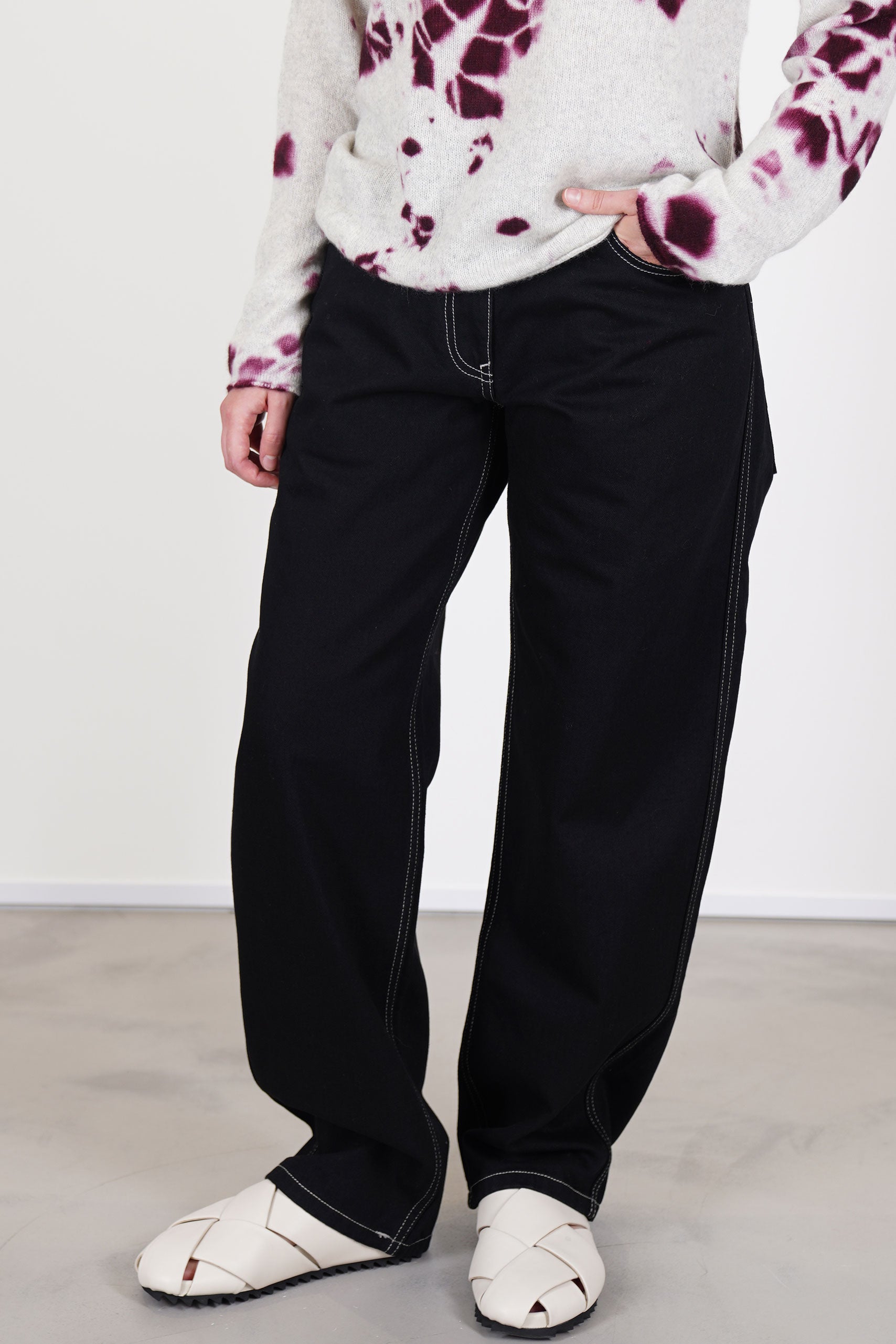 casey casey paulo pant denim black high rise jeans crafted in pure cotton denim material. 