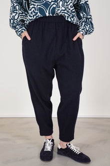 wool cashmere zwag pant pin check blue 25fp259