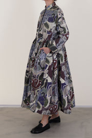 profile view of casey casey stephanie dress print browns straight hem, and two concealed in-seam pockets for practicality. 