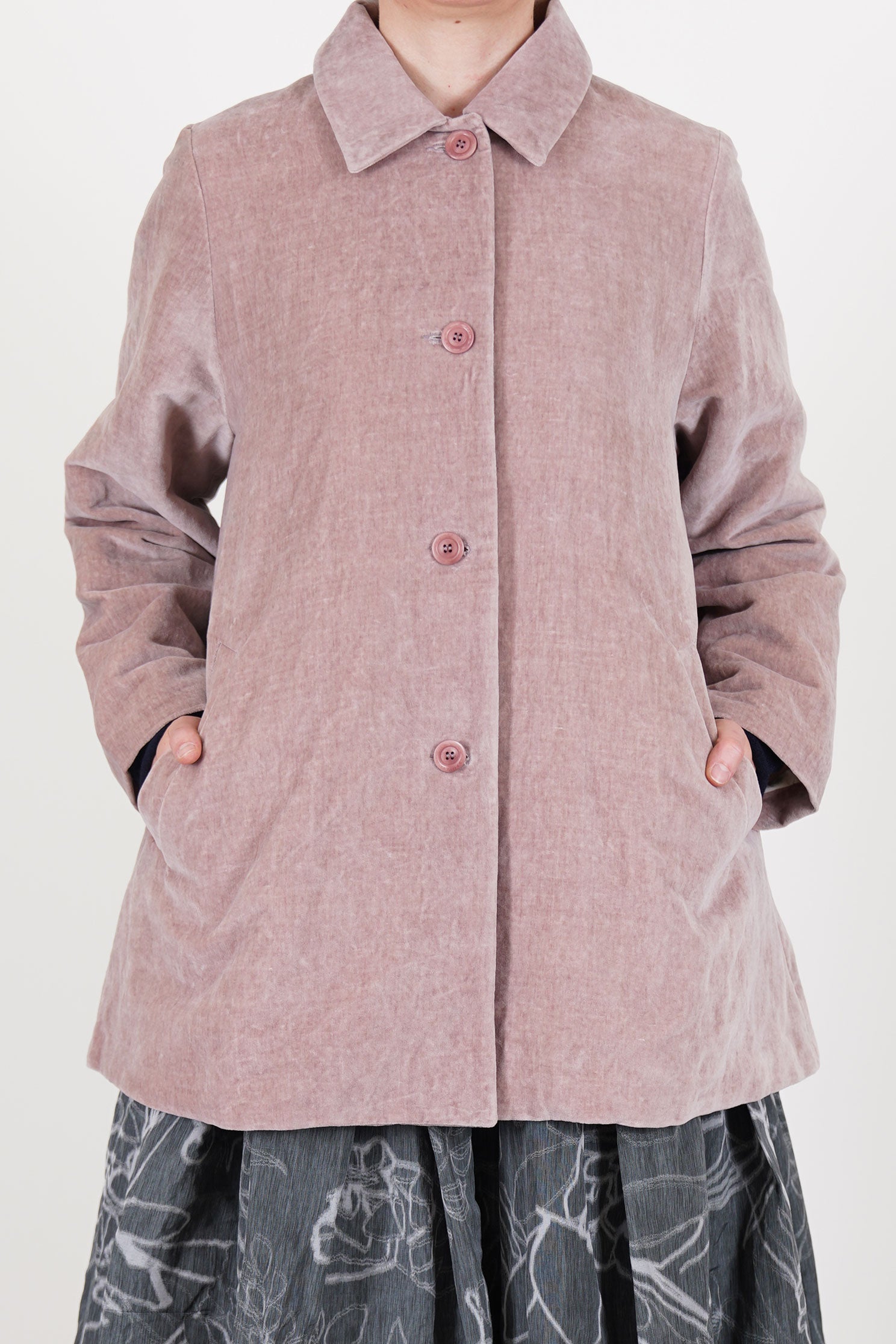 casey casey soleil jacket velvet dusty pink crafted in a uniquely textured velvet with a dry, brushed hand and a subtle, irregular surface. 