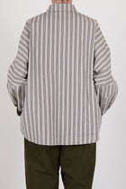 back detail view of casey casey waga shirt as is n°3 relaxed and loose fit, crisp regular weight cotton material