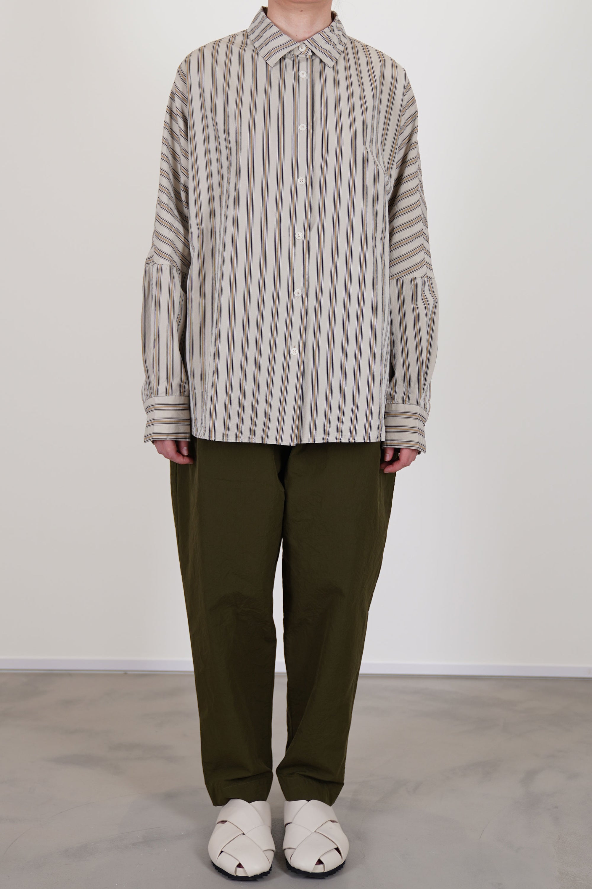 casey casey waga shirt as is n°3 crafted in paper cotton fabric with stripe details