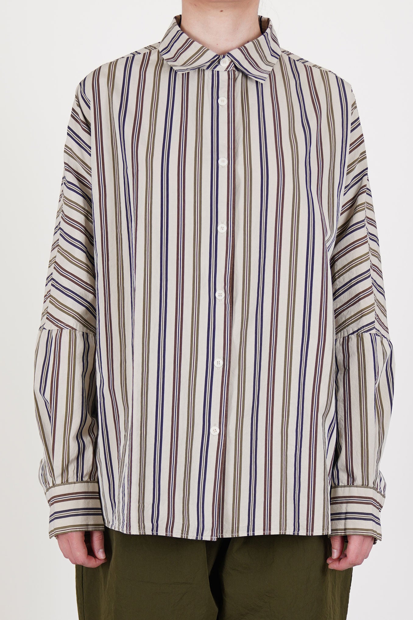 casey casey waga shirt as is n°4 crafted in paper cotton fabric with stripe details.