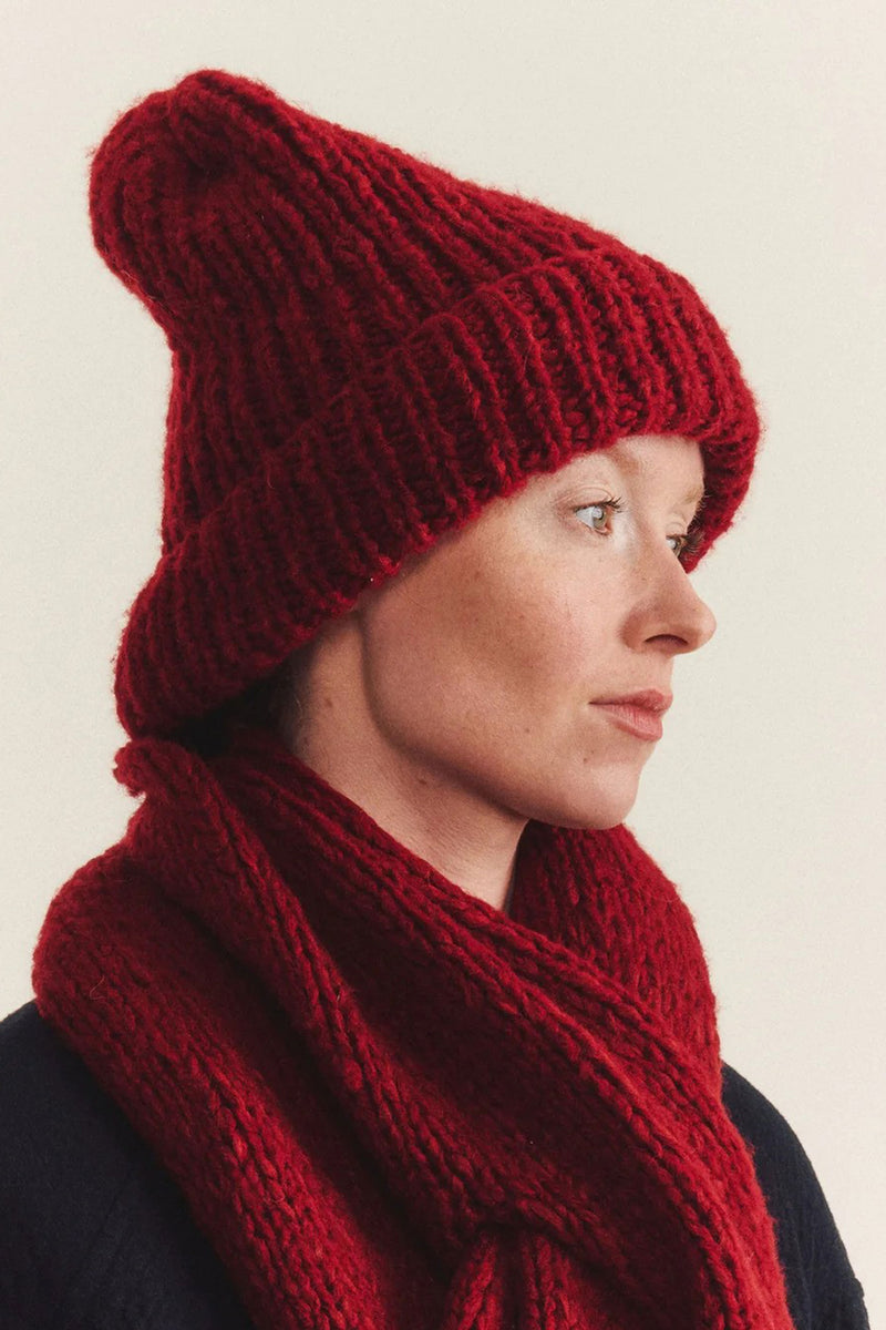 beanie woolen red 25fk032