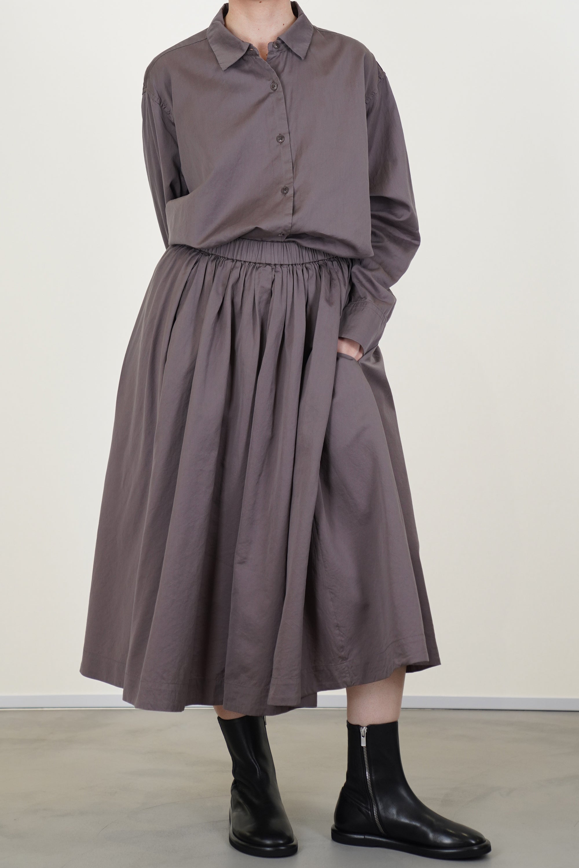 bb pleat skirt cotton silk clay
